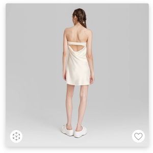 Ivory satin mini dress